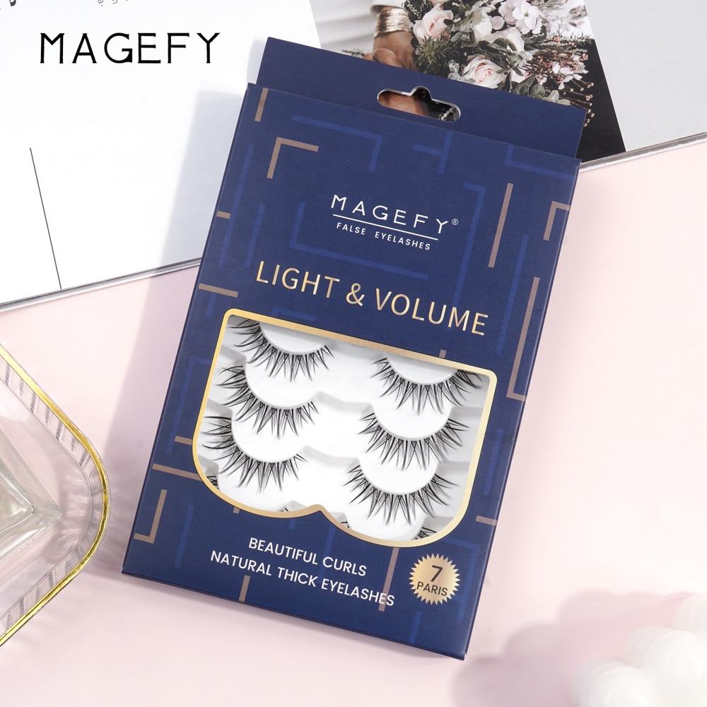 MAANGE OEM Natural clear Band Lashes Full Strip Eyelashes Vegan Faux Mink Cat Eye clear Band Lashes Vendor