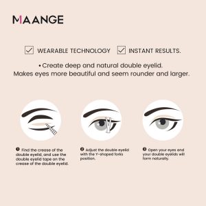 MAANGE Eye Kits Tools Natural Invisible Beauty Eyes Tools Tweezers 30 Sheets Double Eyelid Sticker Tape - 图片 3