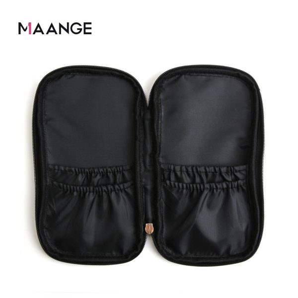 MAANGE Stand up Makeup Brush Travel Organizer Storage Holder Handbag Bags Zipper Waterproof Black Nylon Makeup Cosmetic Bag