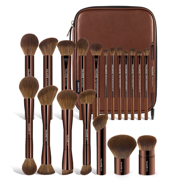 Double Ended Makeup Brush Set Custom Logo Make up Brushes 20pcs Vegan Foundation Makeup Brush Set  Bag  Makeup Brush Set