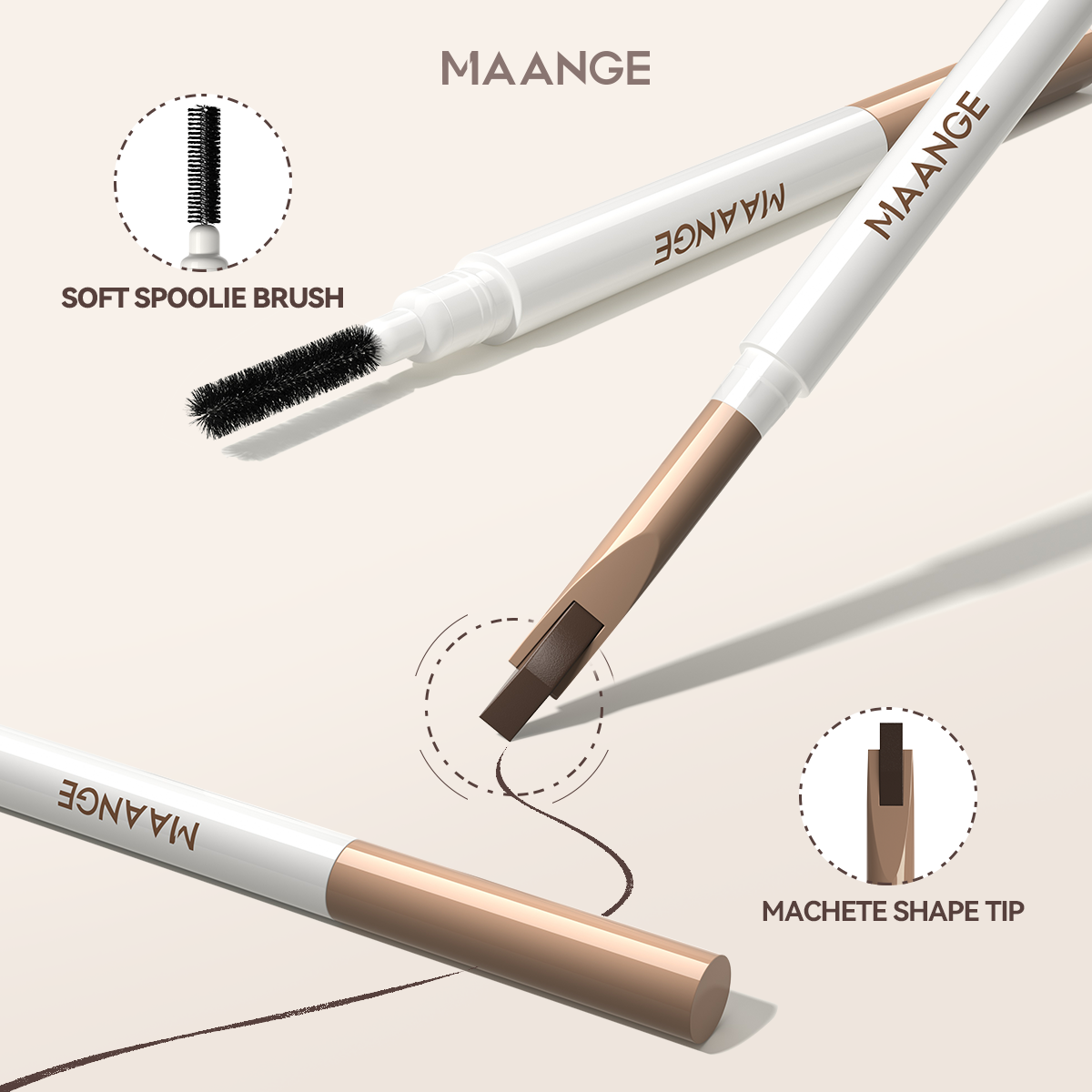 MAANGE Ultra-Slim Duo-Tip Liquid Brow Pen Long-Lasting Pigment Waterproof & Smudge-Resistant - 图片 6