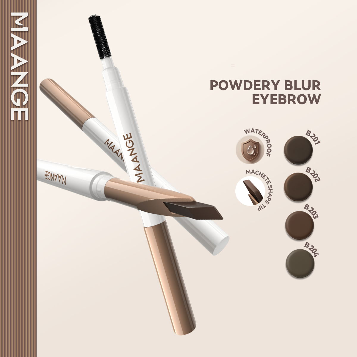 MAANGE Ultra-Slim Duo-Tip Liquid Brow Pen Long-Lasting Pigment Waterproof & Smudge-Resistant - 图片 2