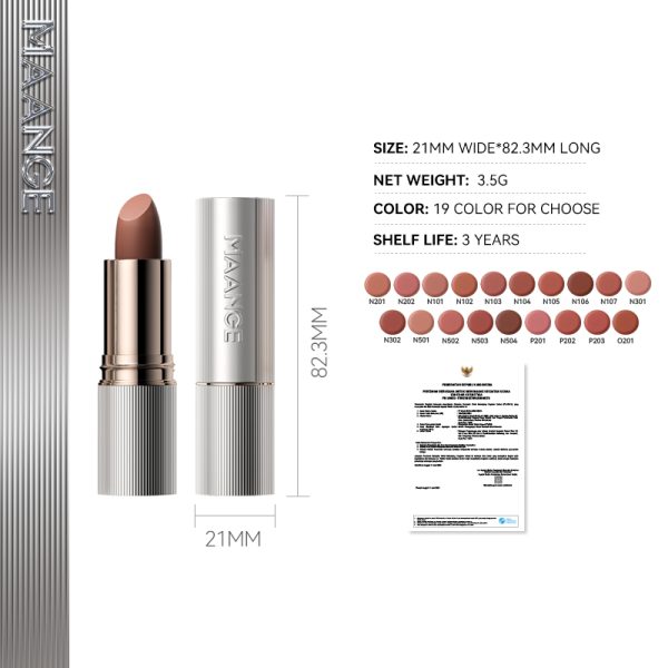 MAANGE Transfer-Proof Matte Lipstick Waterproof Fade-Resistant & Non-Drying High-Pigment & Lightweight
