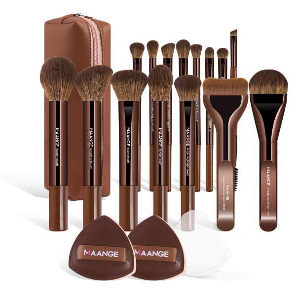 MAANGE 15PCS Cosmetics Brushes Cosmetic Bag Powder Puff Private Label & Customizable Makeup Tools Makeup Brush