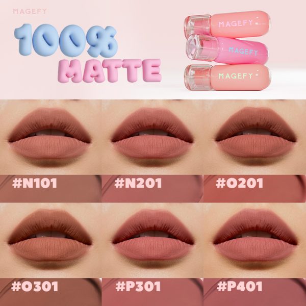 MAGEFY Matte Transfer-Proof Lip Lacquer Waterproof & Fade-Resistant Long-Wearing & Non-Drying Formula