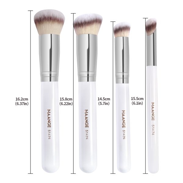 MAANGE 4pcs White Wooden Brush Hand Foundation blush contouring eyeshadow brush Premium Makeup Brushes Makeup Brushes