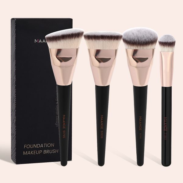 For MAANGE 4pcs Luxury Foundation Brushes Hot Selling champagne Fan Style  Concealer Nylon Material Face Beauty Tools  Brushes