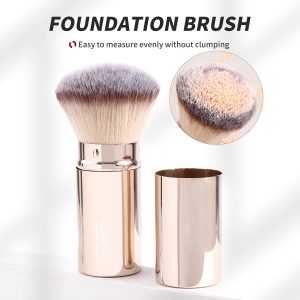 For AMAZON Liquid Cream Round Retractable Flat Foundation Brush Gold Kabuki Angled Foundation Brush - 图片 4