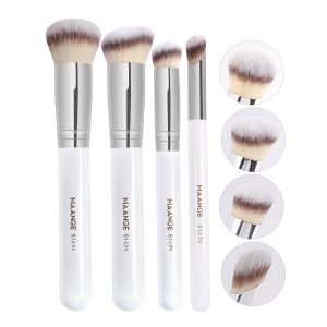 MAANGE 4pcs White Wooden Brush Hand Foundation blush contouring eyeshadow brush Premium Makeup Brushes Makeup Brushes - 图片 2