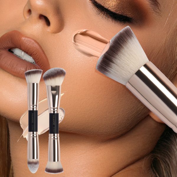 MAANGE Luxury 2PCs Double-head brush Flat Foundation Brush Set Private Label &OEM Streak-Free Liquid/BB Cream Makeup Tools Brush