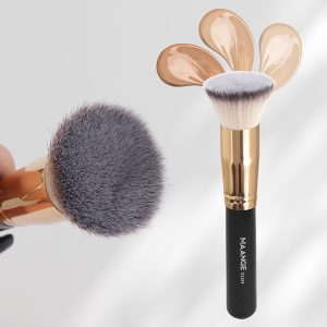 MAANGE High Quality Private Label Black and Gold Long Wood Handle Kabuki Makeup Single Liquid Flat Foundation Brush With Package Makeup Brush - 图片 3