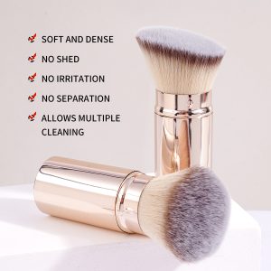 For AMAZON Liquid Cream Round Retractable Flat Foundation Brush Gold Kabuki Angled Foundation Brush - 图片 2