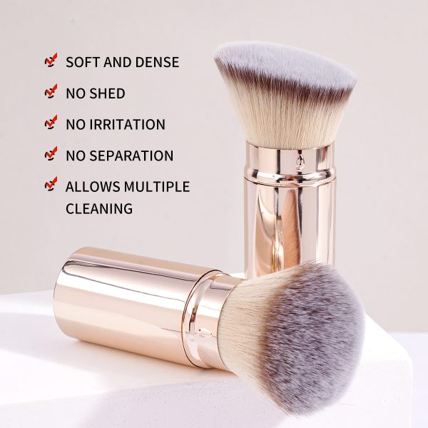 For AMAZON Liquid Cream Round Retractable Flat Foundation Brush Gold Kabuki Angled Foundation Brush