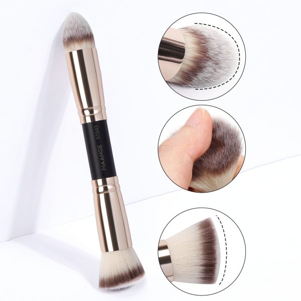 MAANGE Luxury 2PCs Double-head brush Flat Foundation Brush Set Private Label &OEM Streak-Free Liquid/BB Cream Makeup Tools Brush