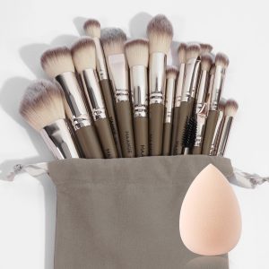 For AMAZON MAANGE Professional Makeup Set 18pcs Luxury Champagne  Eyeliner Eyebrow Foundation Concealer Brushes for Face - 图片 4