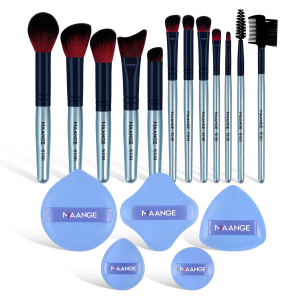 MAANGE Custom OEM&ODM 15PCS Cosmetics Brushes 5pcs  Powder Puff Private Label & Customizable Makeup Tools Makeup Brush Kit