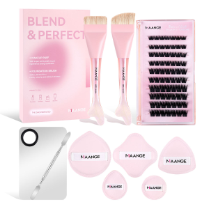 MAANGE Private Label OEM&ODM Facial Makeup Tools 2PCS Massage Makeup Brush 5PCS Powder Puff False Eyelashes Makeup Brushes