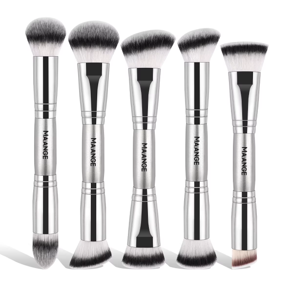MAANGE 5PCS Synthetic Hair Double Ended Makeup Brushes Multi-Functional Angled Customizable&ODM Facial Makeup Brush Set