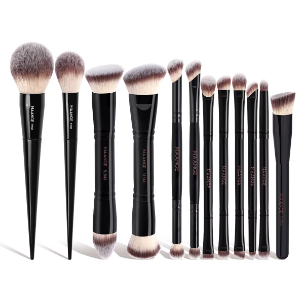 MAANGE 12pcs Double-Ended Makeup Brush Loose Powder Concealer Foundation  Eyeshadow Brush OEM&ODM Makeup Brush Set