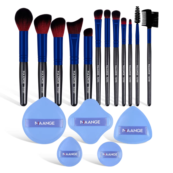 MAANGE 15PCS Cosmetics Brushes 5pcs  Powder Puff Private Label & Customizable Makeup Tools Makeup Brush Kit