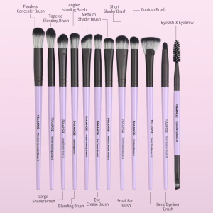 Maange Wholesale Eye Makeup Brush 12 Pcs Yellow Orange Purple Best Quality Professional Makeup Brush Set Kids - 图片 6