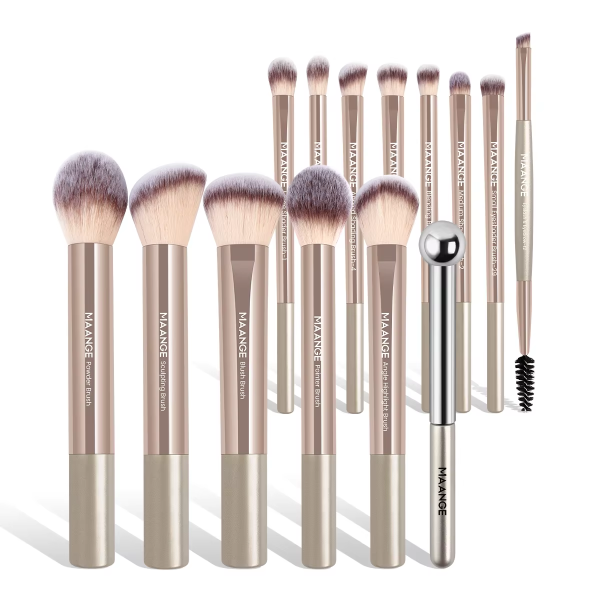 MAANGE Professional 14PCS Facial Makeup Brush Set Face Eyes Brush Foundation Highlighter Loose Powder Blush Makeup Brush Set