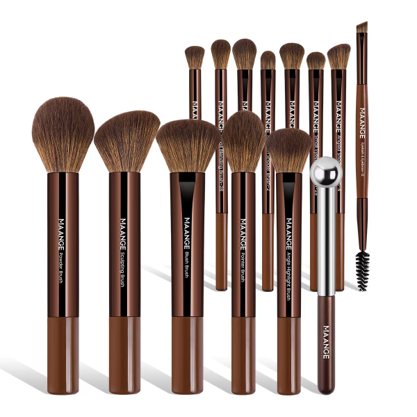 MAANGE Professional 14PCS Facial Makeup Brush Foundation Highlighter Loose Powder Blush Ice Compress DeviceMakeup Brush Set