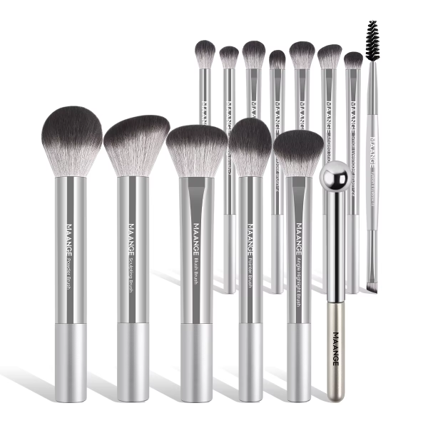 MAANGE Wholesale  14PCS Facial Makeup Brush Set Foundation Highlighter Loose Powder Ice Compress Device Makeup Brush Set