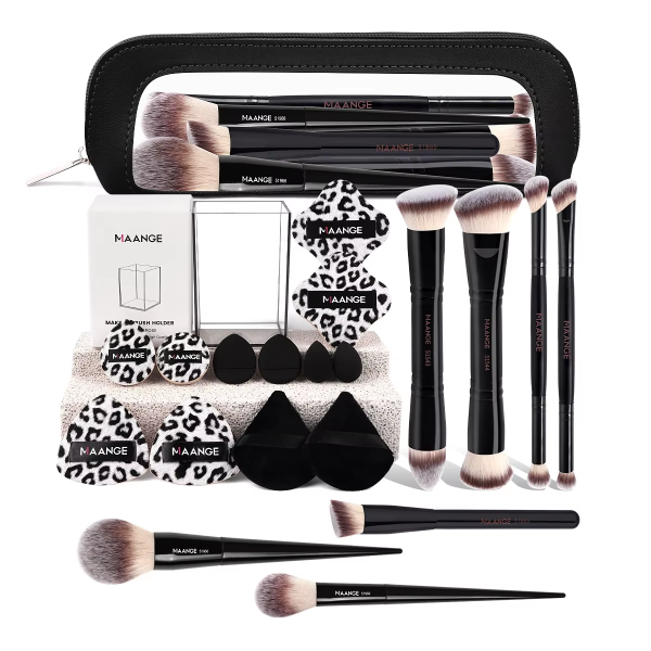 MAANGE Professional 7pcs Makeup Brush Set Best Premium Luxury Makeup Brush Set 12 Powder Puff Facial Makeup Brush Set