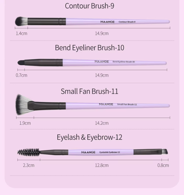 Maange Wholesale Eye Makeup Brush 12 Pcs Yellow Orange Purple Best Quality Professional Makeup Brush Set Kids