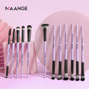 Maange Wholesale Eye Makeup Brush 12 Pcs Yellow Orange Purple Best Quality Professional Makeup Brush Set Kids
