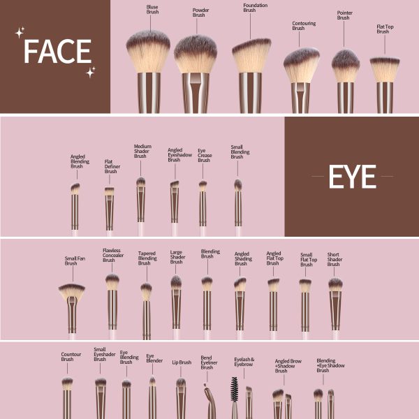 MAANGE New Arrival  30 Pcs Pink  Makeup Brushes Professional Wholesale Luxury Cosmetic Brush Sets Professional Makeup Brush Set