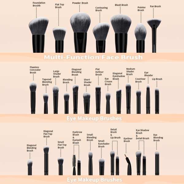 MAANGE High Quality Black Makeup Brushes Professional Wholesale 30pcs Luxury Cosmetic Brush Sets Professional Makeup Brush Kit