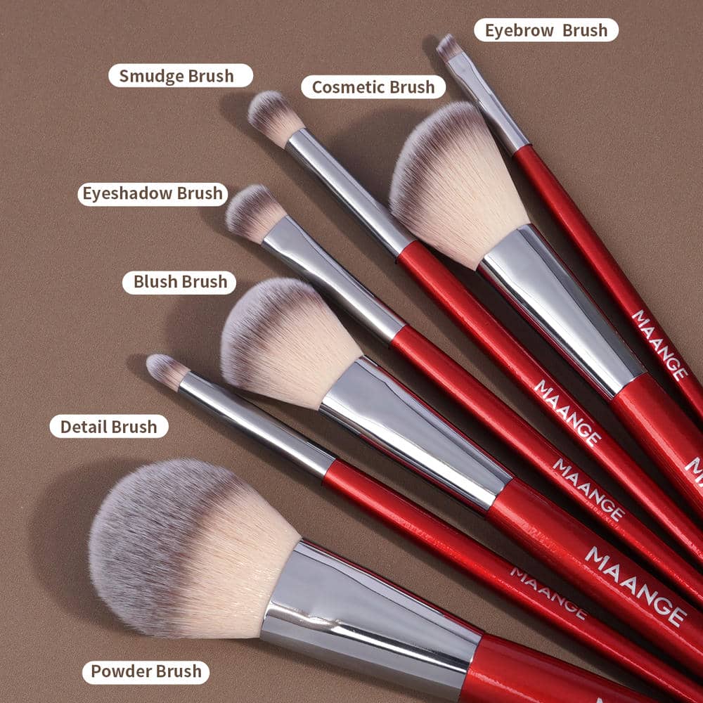 MAANGEProfessional 7pcs Makeup Brush Set Foundation Loose Powder Blush Eyeshadow Brush 7 Pcs Facial Makeup Brush Set - 图片 7
