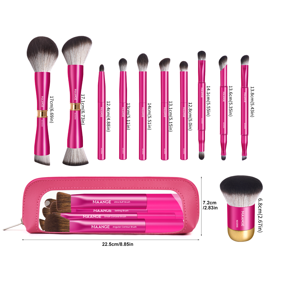 MAANGE 11pcs OEM Factory Professional Custom logo Makeup Brushes Private Label Professional Makeup Brush Kit - 图片 9