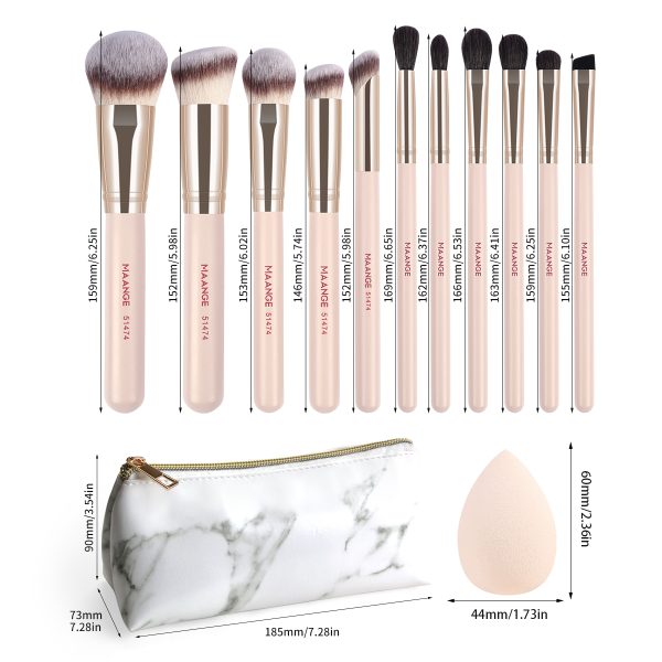 MAANGE Professional Makeip Brush Set 11pcs Brush  1pcs Powder Puff Custom logo Luxury Professional Makeup Brush Set