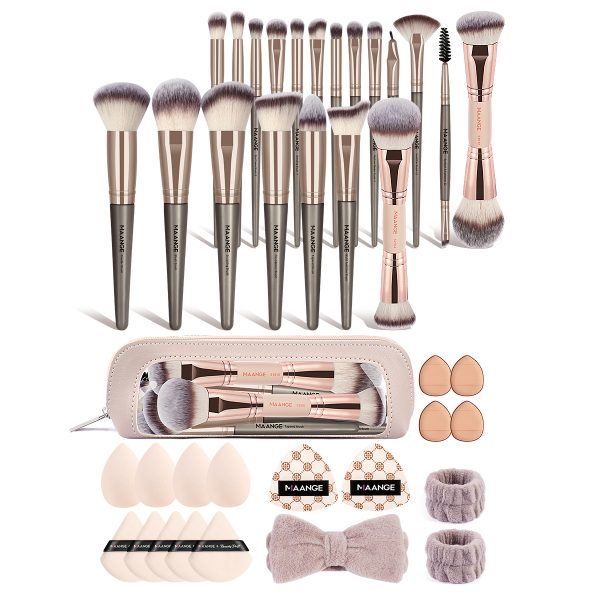 MAANGE New Design 20pcs Makeup Brushes Kits  15PCS Powder Puff Eyes Facial  Professional Makeup Brush Set