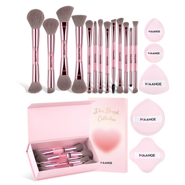 MAANGE Wholesale New Arrival Professional 13Pcs  Makeup Brushes 5 Powder Puff Customized OEM&ODM Facial Makeup Brush Set