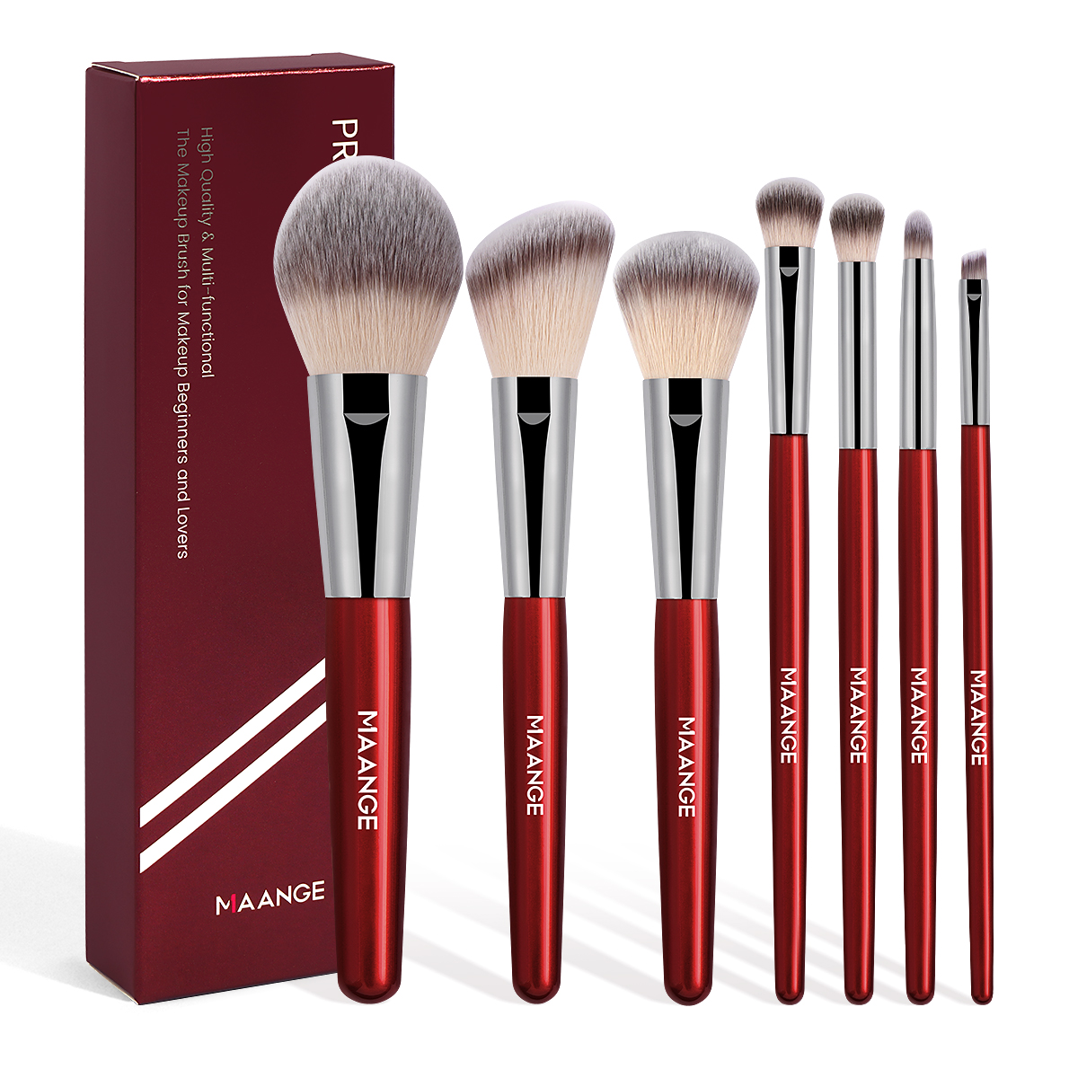 MAANGEProfessional 7pcs Makeup Brush Set Foundation Loose Powder Blush Eyeshadow Brush 7 Pcs Facial Makeup Brush Set - 图片 1