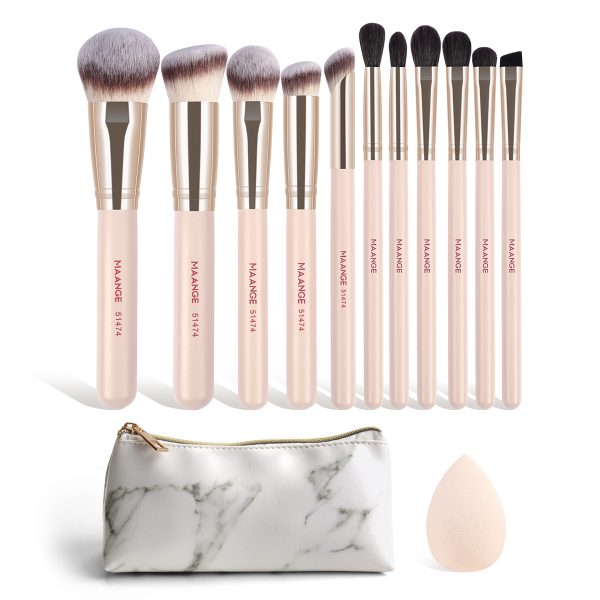 MAANGE Professional Makeip Brush Set 11pcs Brush  1pcs Powder Puff Custom logo Luxury Professional Makeup Brush Set