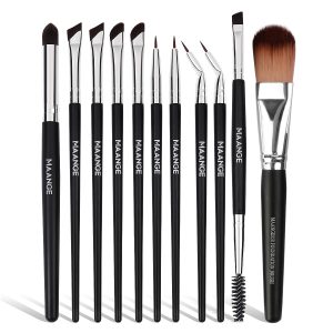 MAANGE Private Label OEM Luxury Facial Makeup Tools 2PCS Massage Makeup Brush 5PCS Powder Puff  False Eyelashes Makeup Brushes