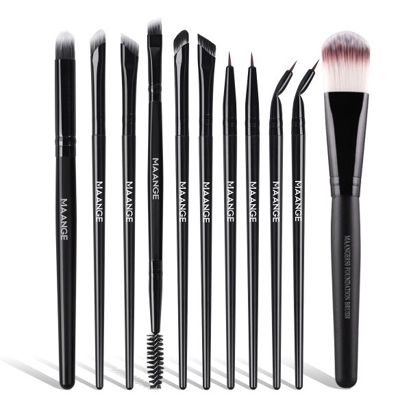 MAANGE Professional 11pcs Eye Makeup Brush Eyeliner Eyeshadow Brush Foundation Concealer Custom Logo Eye & Face Makeup Brushes