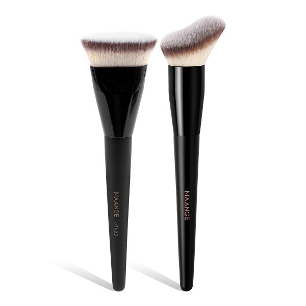 MAANGE Professional Luxury 2PCs Brush Foundation Brush Set Private Label &OEM Streak-Free Liquid/BB Cream Makeup Tools Brush