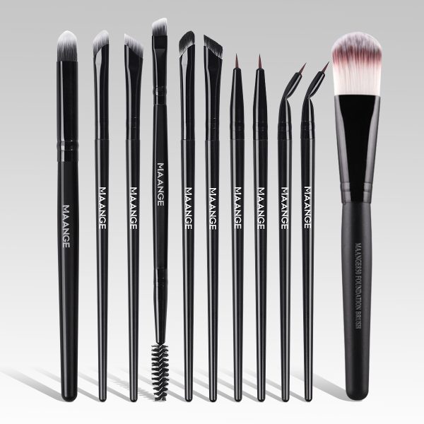 MAANGE Professional 11pcs Eye Makeup Brush Eyeliner Eyeshadow Brush Foundation Concealer Custom Logo Eye & Face Makeup Brushes