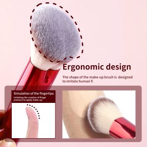 MAANGE 6-Piece Custom Logo Private Label Makeup Brush Set Bright Red Cosmetic Brushes Luxury Appeal Facial Brush Set - 图片 3