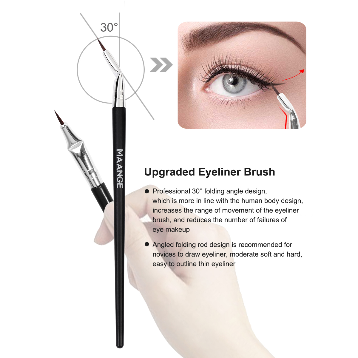 MAANGE Custom Logo Eye Face Professional 11pcs Eye Makeup Brush Eyeliner Eyeshadow Brush Foundation Concealer  Makeup Brushes - 图片 4