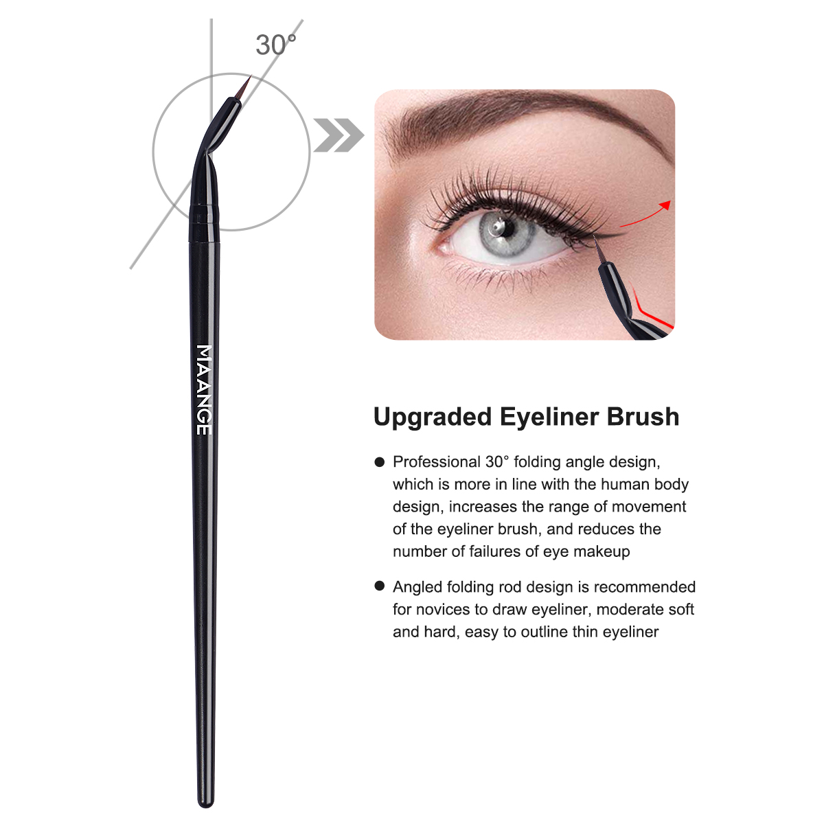 MAANGE Professional 11pcs Eye Makeup Brush Eyeliner Eyeshadow Brush Foundation Concealer Custom Logo Eye & Face Makeup Brushes - 图片 3
