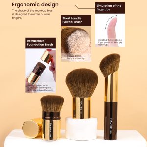 MAANGE Custom Logo Wholesale 20pcs Make up Brush 5pcs Powder Puff  Private Label Professional Facial Makeup Brush Set - 图片 3