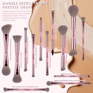 MAANGE Wholesale New Arrival Professional 13Pcs  Makeup Brushes 5 Powder Puff Customized OEM&ODM Facial Makeup Brush Set - 图片 4