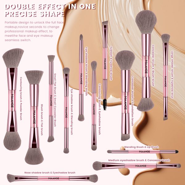 MAANGE Wholesale New Arrival Professional 13Pcs  Makeup Brushes 5 Powder Puff Customized OEM&ODM Facial Makeup Brush Set